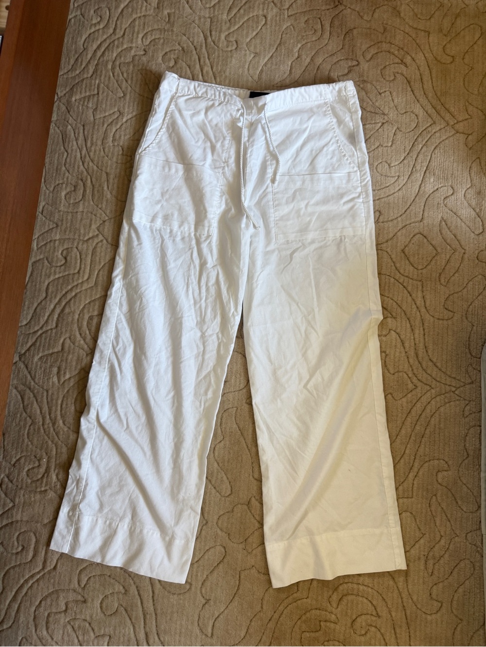 Local European Pocket Pant White Cotton Drawstring